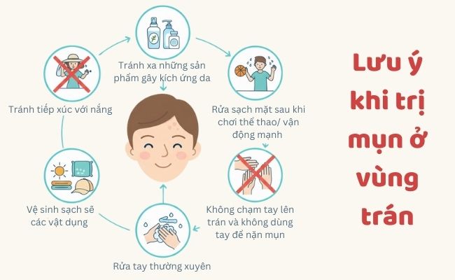 Những lưu ý khi trị mụn ở vùng trán