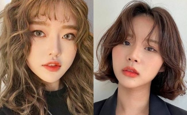 Mẫu mái xoăn kết hợp tóc ngang vai