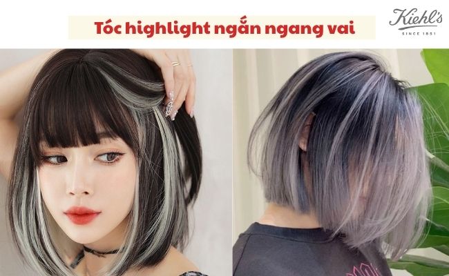 Tóc highlight ngắn ngang vai