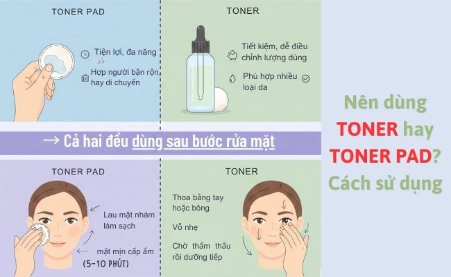 Nên dùng toner hay toner pad? Cách sử dụng
