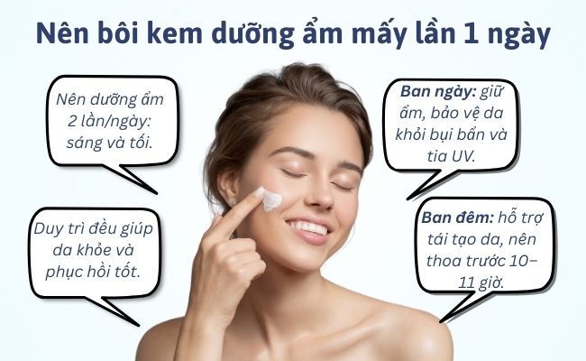 Nên bôi kem dưỡng ẩm mấy lần 1 ngày