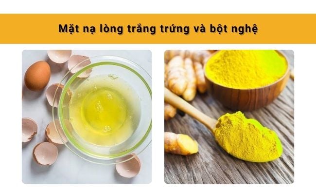 Mặt nạ lòng trắng trứng và bột nghệ