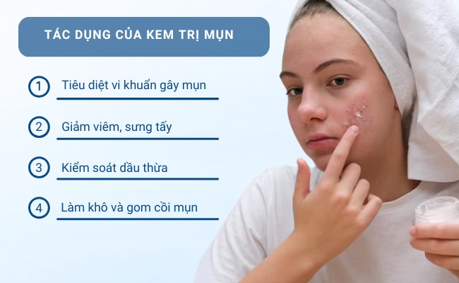 Công dụng của kem trị mụn