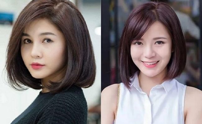 Tóc mái xéo kết hợp tóc bob cụp đuôi nhìn tự tin