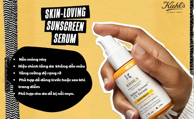 Kiehl’s Better Screen™ Serum chống nắng SPF 50 bảo vệ da với Collagen Peptide