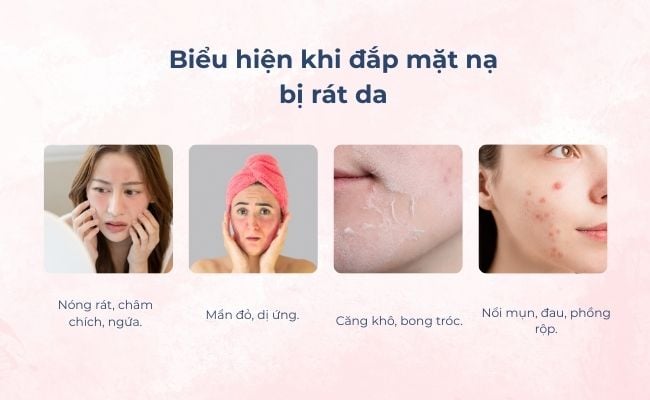 Biểu hiện khi đắp mặt nạ bị rát da
