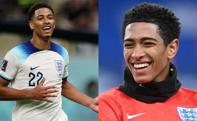 Kiểu tóc xoăn ngắn kết hợp cắt viền fade của Jude Bellingham