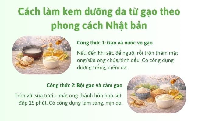 Cách làm kem dưỡng da từ gạo​ theo phong cách Nhật Bản