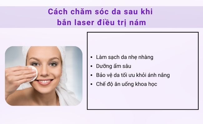 Lau mặt bằng nước muối sinh lý sau khi bắn laser trị nám