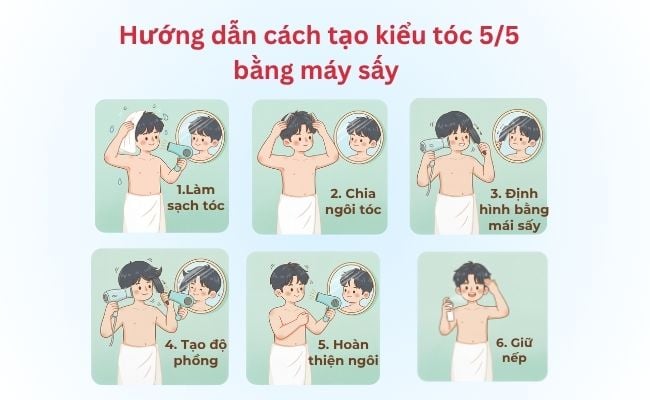 Hướng dẫn cách tạo kiểu tóc 5/5 đơn giản bằng máy sấy tại nhà
