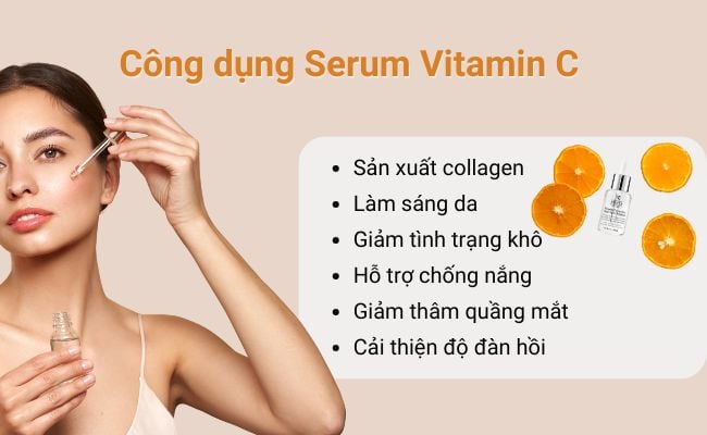 Làm sáng da, cải thiện làn da xỉn màu là tác dụng đầu tiên của serum Vitamin C