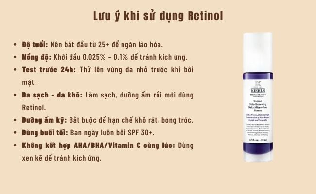 Lưu ý cần nhớ khi sử dụng Retinol