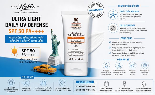 Gel chống nắng Kiehl's Ultra Light Daily UV Defense Aqua Gel