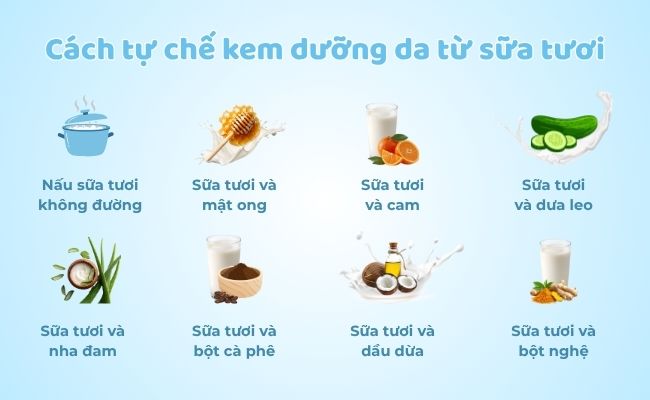 Cách tự chế kem dưỡng da từ sữa tươi