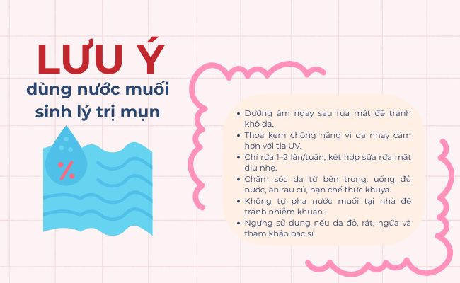 Lưu ý khi dùng nước muối sinh lý trị mụn