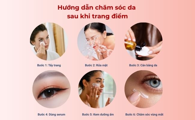 >Hướng dẫn chăm sóc da sau khi trang điểm