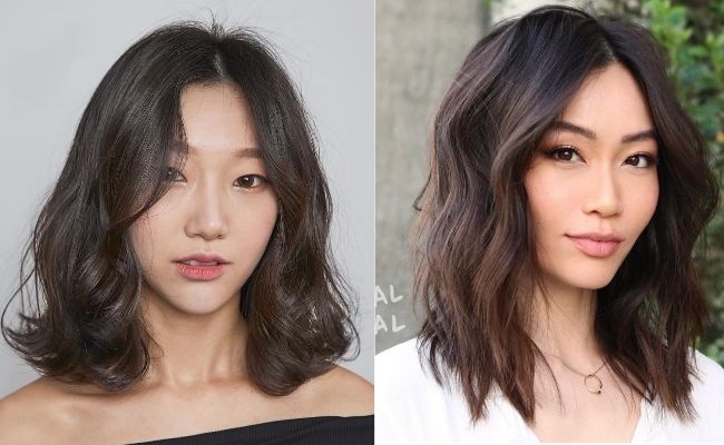 Tóc lob uốn sóng lơi dài ngang vai