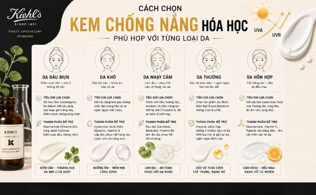 Cách chọn kem chống nắng hóa học phù hợp