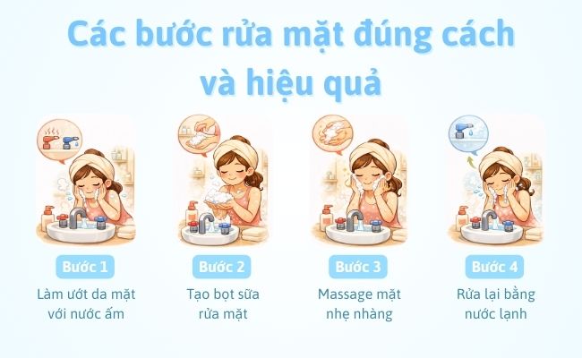 Các bước rửa mặt đúng cách và hiệu quả