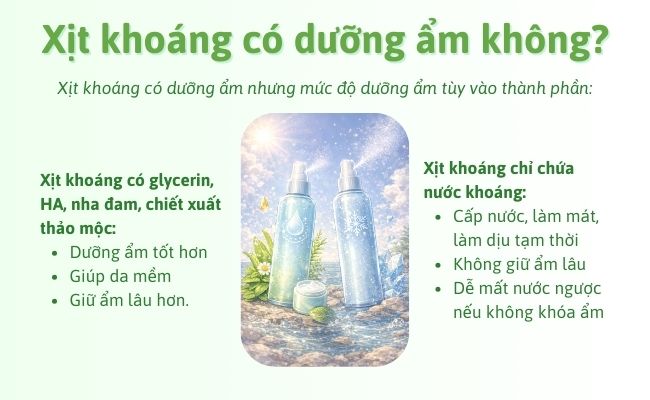 Xịt khoáng có dưỡng ẩm không?