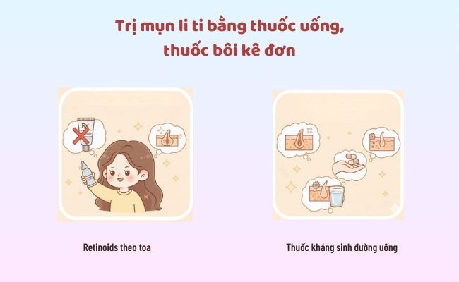 Trị mụn li ti bằng thuốc uống, thuốc bôi kê đơn