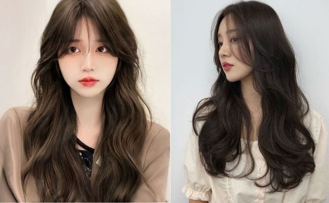 Kiểu tóc dài mái thưa uốn sóng nhẹ