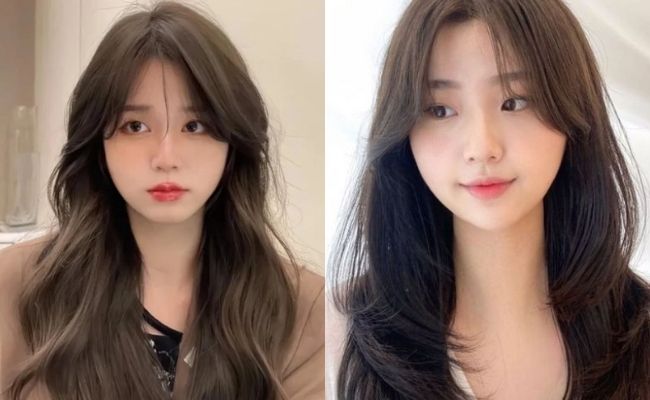 Tóc mái chữ bát kết hợp tóc dài nhìn cân đối