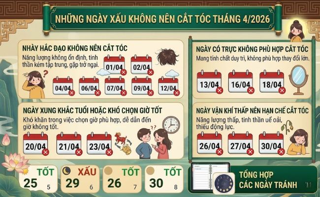ngày vận khí thấp nên hạn chế cắt tóc