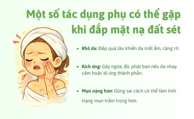 Một số tác dụng phụ có thể gặp khi đắp mặt nạ đất sét