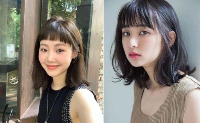 Tóc ngang vai với mái ngố đáng yêu