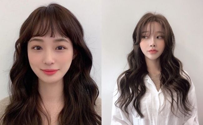 Tóc xoăn sóng với mái thưa