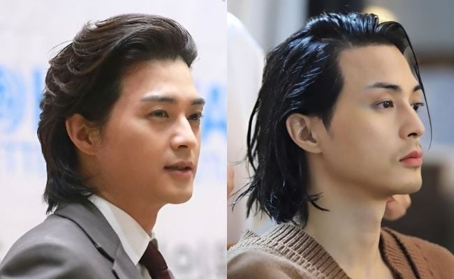 Kiểu tóc dài nam vuốt ngược ra sau góc cạnh