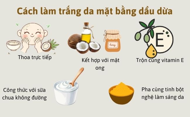 Cách làm trắng da mặt bằng dầu dừa
