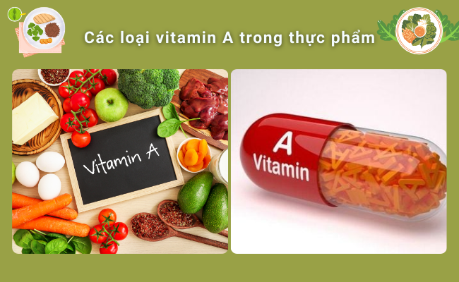 Các loại vitamin A trong thực phẩm