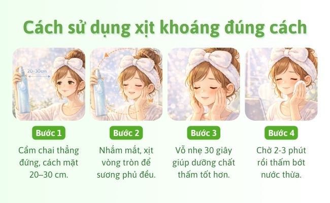 Cách sử dụng xịt khoáng đúng cách