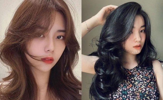 Tóc mái lệch kết hợp tóc uốn xoăn quý phái