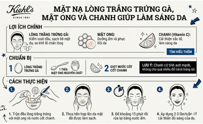 Làm sáng da với mặt nạ trứng gà, mật ong