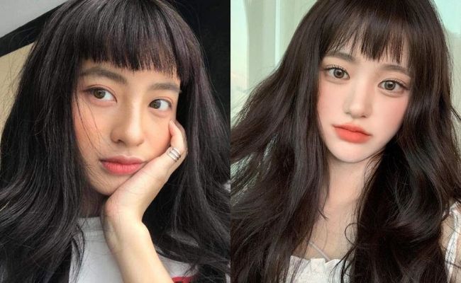 Tóc mái ngố kết hợp tóc xoăn nhẹ đáng yêu