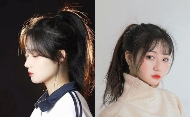 Tóc mái thưa buộc đuôi ngựa