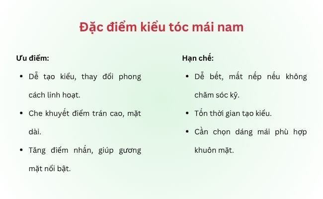 Ưu điểm và hạn chế kiểu tóc mái nam