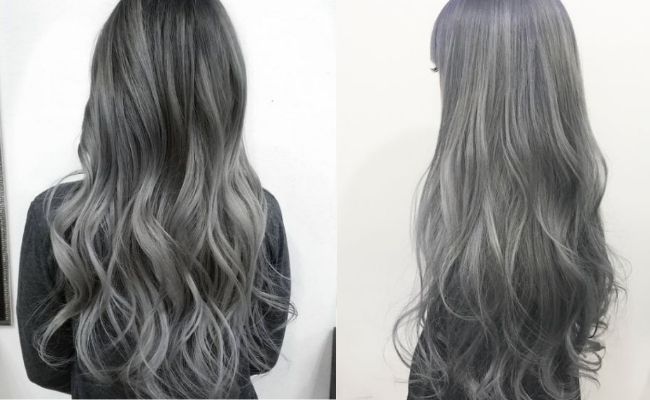 Tóc dài nhuộm màu xám khói