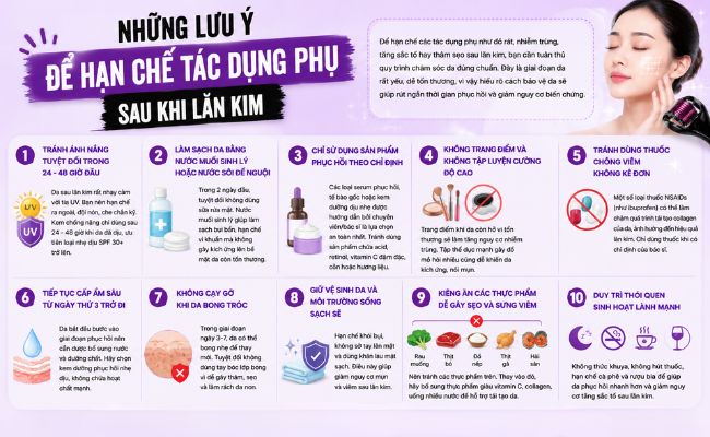 Những lưu ý để hạn chế tác dụng phụ sau khi lăn kim