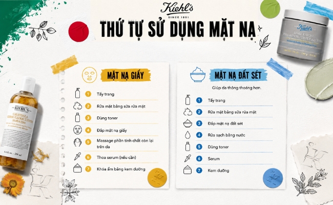 Thứ tự sử dụng mặt nạ đất sét và mặt nạ 