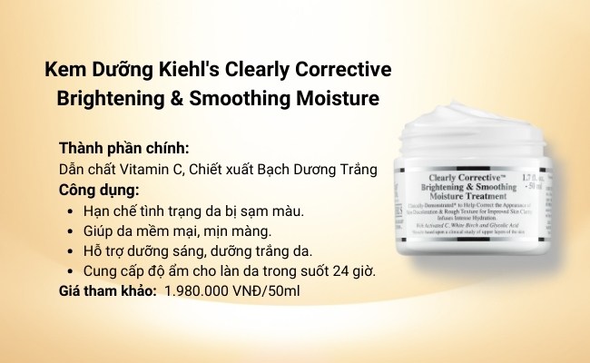 Kem Dưỡng Kiehl's Clearly Corrective Brightening & Smoothing Moisture