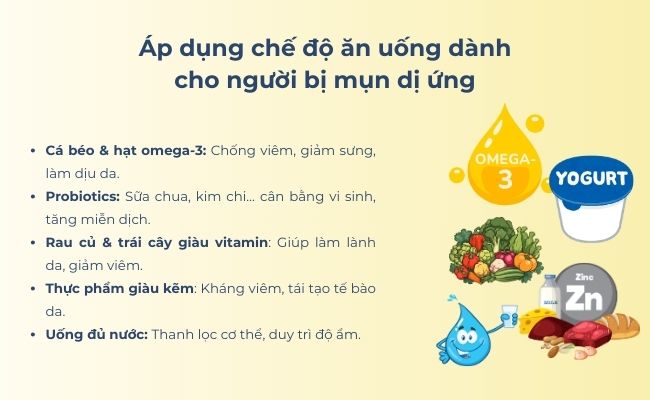 Áp dụng chế độ ăn uống dành cho người bị mụn dị ứng