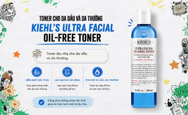 Toner không cồn cho da dầu và da thường Kiehl’s Ultra Facial Oil-Free Toner