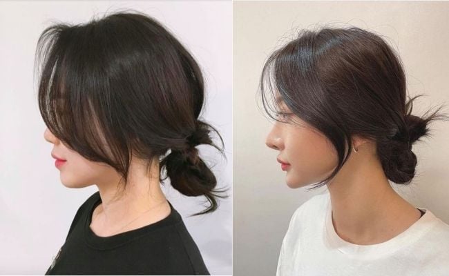 Tóc búi thấp để đi chơi khi bị tóc mỏng xẹp