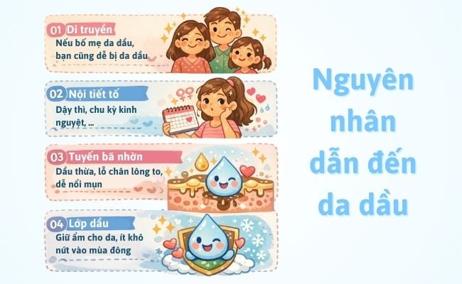 Nguyên nhân dẫn đến da dầu