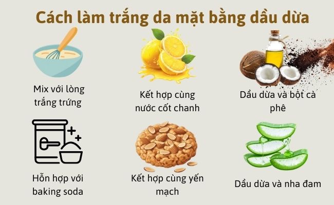 Cách làm trắng da mặt bằng dầu dừa