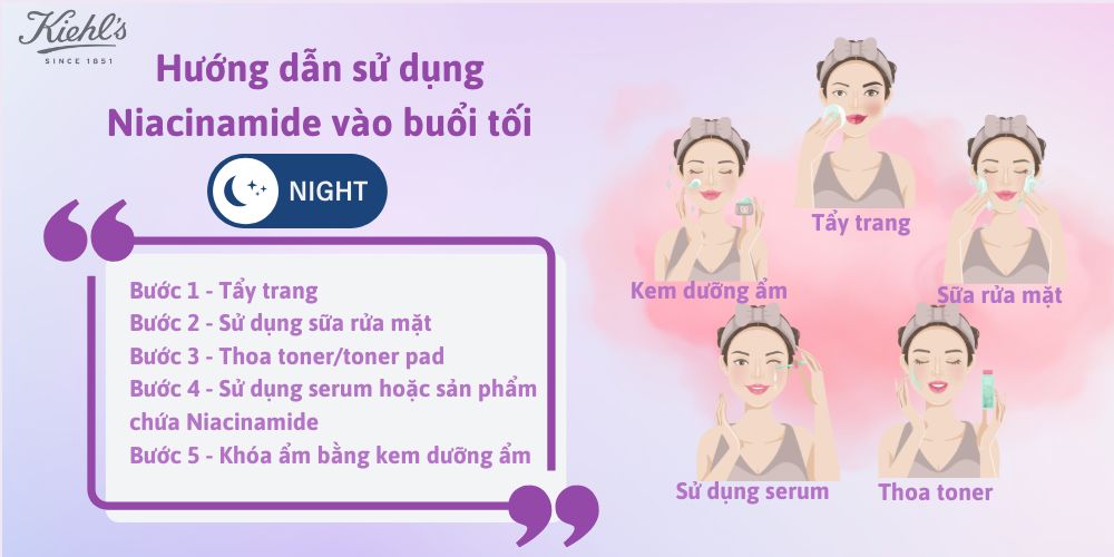 Hướng dẫn sử dụng Niacinamide vào buổi tối
